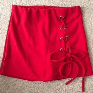 High Waisted Red Skort